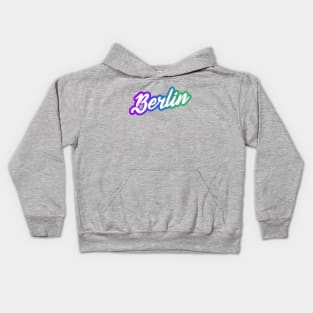 Berlin: German city name in white script font on cool brights background Kids Hoodie